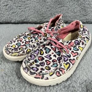 Hey Dude Wendy Youth White Leopard Hearts Size K13